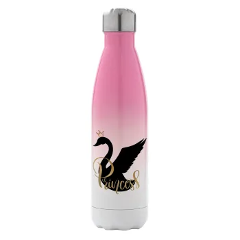 Swan Princess, Metal mug thermos Pink/White (Stainless steel), double wall, 500ml