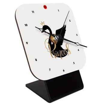 Swan Princess, Quartz Wooden table clock with hands (10cm)