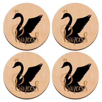 Swan Princess, ΣΕΤ x4 Σουβέρ ξύλινα στρογγυλά plywood (9cm)