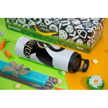 Swan Princess, Πασχαλινή Λαμπάδα με Travel Tumbler θερμό με διπλό καπάκι (600ml, BPA free) & κερί αρωματικό πλακέ (30cm) (ΤΙΡΚΟΥΑΖ)
