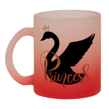 Swan Princess, Κούπα γυάλινη δίχρωμη με βάση το κόκκινο ματ, 330ml