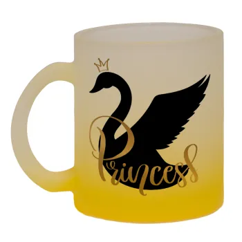 Swan Princess, Κούπα γυάλινη δίχρωμη με βάση το κίτρινο ματ, 330ml