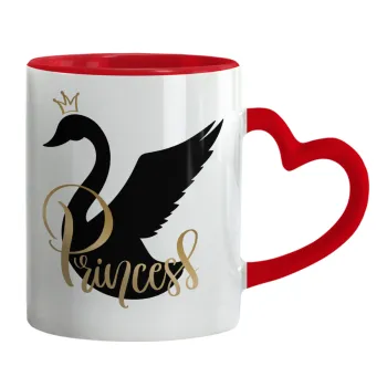 Swan Princess, Mug heart red handle, ceramic, 330ml