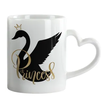 Swan Princess, Κούπα καρδιά χερούλι λευκή, κεραμική, 330ml