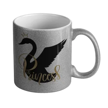Swan Princess, Κούπα Ασημένια Glitter που γυαλίζει, κεραμική, 330ml