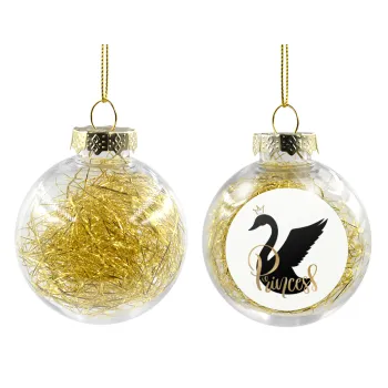 Swan Princess, Στολίδι Χριστουγεννιάτικη μπάλα δένδρου διάφανη με χρυσό γέμισμα 8cm
