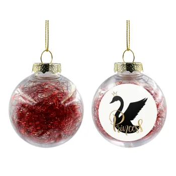 Swan Princess, Transparent Christmas tree ball ornament with red filling 8cm