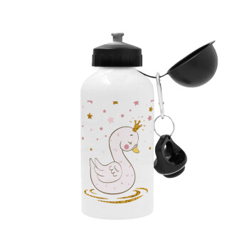 Crowned swan, Metal water bottle, White, aluminum 500ml
