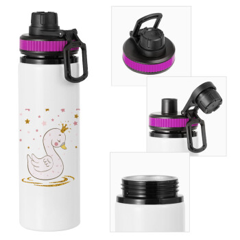 Crowned swan, Metallic water bottle with safety lid, 850ml aluminum