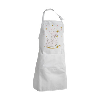 Crowned swan, Adult Chef Apron (with sliders and 2 pockets)
