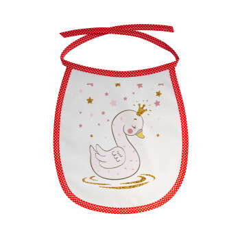 Crowned swan, Σαλιάρα μωρού αλέκιαστη με κορδόνι Κόκκινη