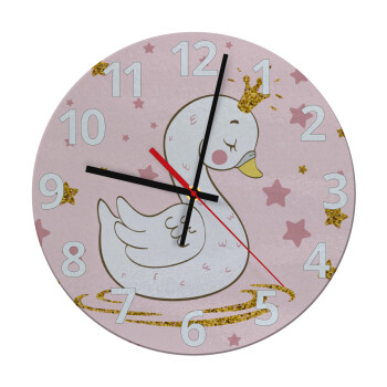 Crowned swan, Ρολόι τοίχου γυάλινο (30cm)