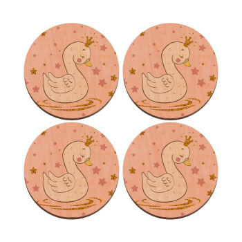 Κύκνος με στέμα, ΣΕΤ x4 Σουβέρ ξύλινα στρογγυλά plywood (9cm)