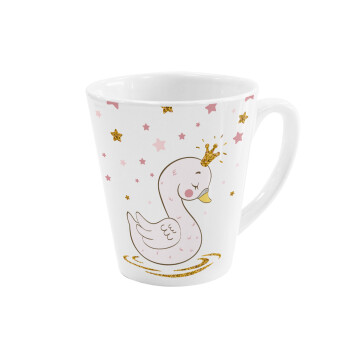 Κύκνος με στέμα, Κούπα κωνική Latte Λευκή, κεραμική, 300ml
