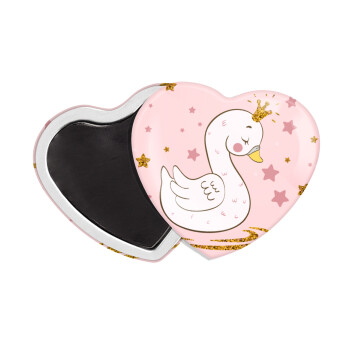 Crowned swan, Μαγνητάκι καρδιά (57x52mm)