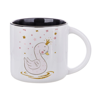 Crowned swan, Κούπα κεραμική 400ml Λευκή/Μαύρη