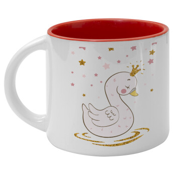 Crowned swan, Κούπα κεραμική 400ml Λευκή/Κόκκινη