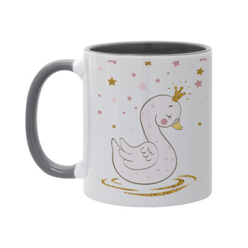 Crowned swan, Mug colored grey, ceramic, 330ml