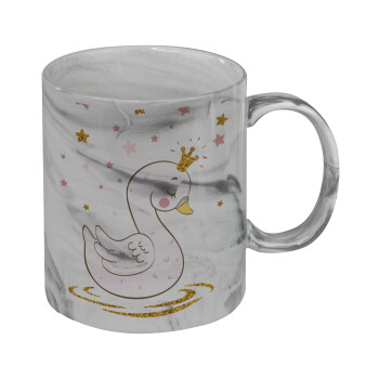Crowned swan, Mug ceramic marble style, 330ml