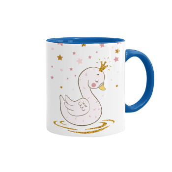 Crowned swan, Mug colored blue, ceramic, 330ml