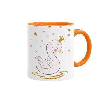 Crowned swan, Mug colored orange, ceramic, 330ml