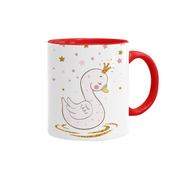 Crowned swan, Mug colored red, ceramic, 330ml