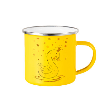 Crowned swan, Yellow Enamel Metallic Cup 360ml