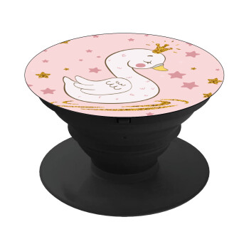 Crowned swan, Phone Holders Stand  Black Hand-held Mobile Phone Holder