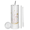 Tumbler stainless steel 600ml, with metal straw & cleaning brush