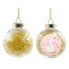 Transparent Christmas tree ball ornament with gold filling 8cm