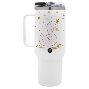 Crowned swan, Mega Stainless steel Tumbler with lid, double wall 1,2L