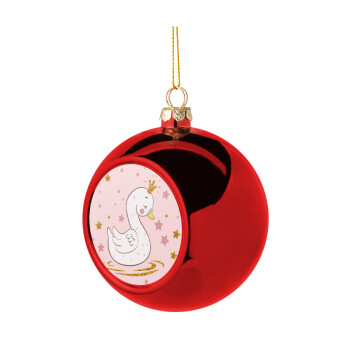 Κύκνος με στέμα, Χριστουγεννιάτικη μπάλα δένδρου Κόκκινη 8cm
