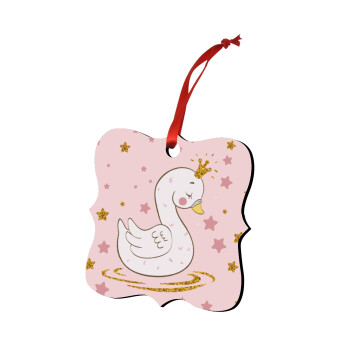 Crowned swan, Christmas ornament polygon wooden 7.5cm