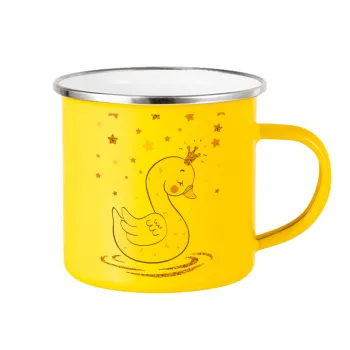 Crowned swan, Yellow Enamel Metallic Cup 360ml