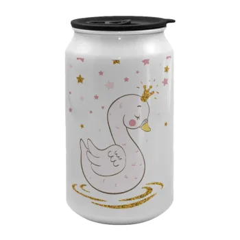 Crowned swan, Κούπα ταξιδιού μεταλλική με καπάκι (tin-can) 500ml