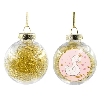 Κύκνος με στέμα, Στολίδι Χριστουγεννιάτικη μπάλα δένδρου διάφανη με χρυσό γέμισμα 8cm