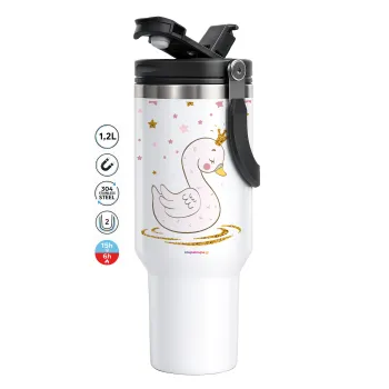 Crowned swan, Mega Stainless steel Tumbler with lid, double wall 1,2L