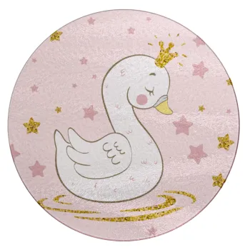 Crowned swan, Επιφάνεια κοπής γυάλινη στρογγυλή (30cm)