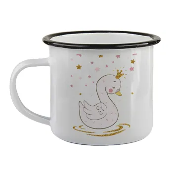 Crowned swan, Κούπα εμαγιέ με μαύρο χείλος 360ml