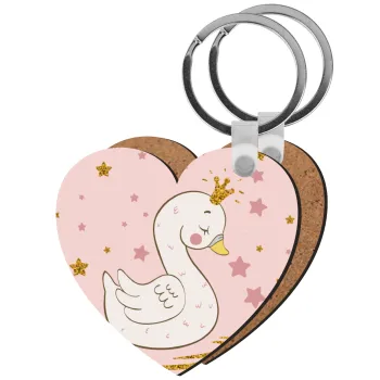 Κύκνος με στέμα, Μπρελόκ Ξύλινο καρδιά MDF