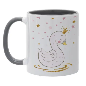 Κύκνος με στέμα, Κούπα χρωματιστή γκρι, κεραμική, 330ml