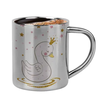 Crowned swan, Double-wall metal cup for espresso (220ml)