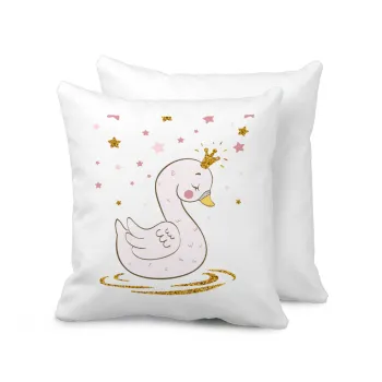 Crowned swan, Sofa cushion 40x40cm includes filling