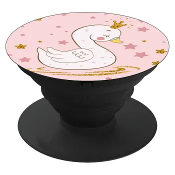 Crowned swan, Phone Holders Stand  Black Hand-held Mobile Phone Holder