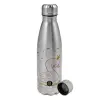 Metallic water bottle, stainless steel, 750ml