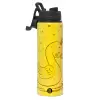 Metallic water bottle with safety lid, 850ml aluminum