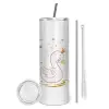 Tumbler stainless steel 600ml, with metal straw & cleaning brush