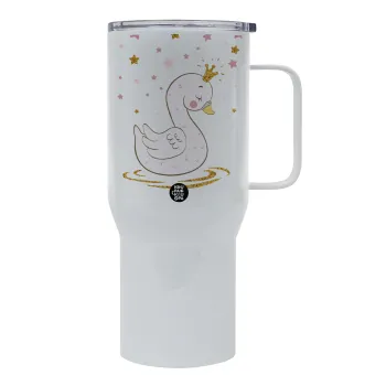 Crowned swan, Mega Stainless steel Tumbler with lid, double wall 750L