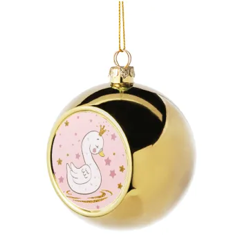 Crowned swan, Golden Christmas tree ball ornament 8cm