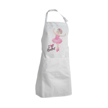 I Love Ballet, Adult Chef Apron (with sliders and 2 pockets)